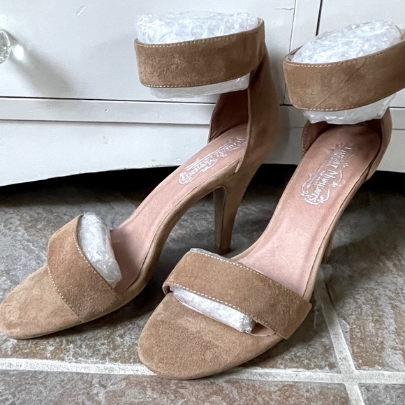 Jeffrey Campbell Great Moments Hough Tan Suede Ankle Strap Heels Pumps Size 9.5 - Picture 11 of 16